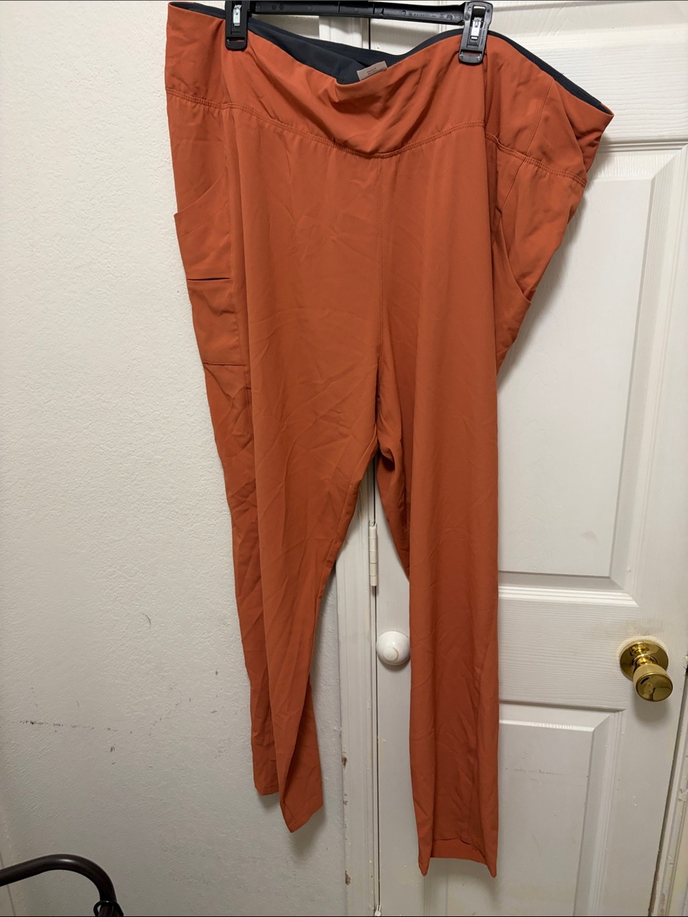 High-Waist Rust Orange scrub bottoms with Side Pocket